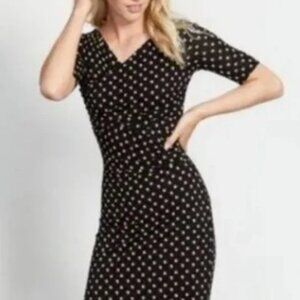 Boden Rita Ruched Jersey Dress Navy and White | 14